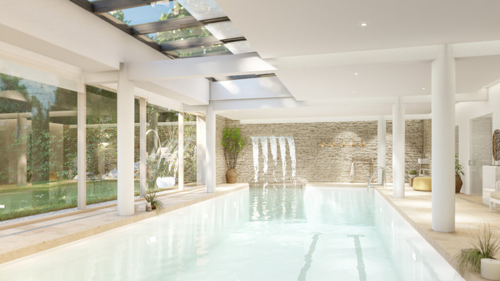 Extension piscine maison Caen - Vue intérieur