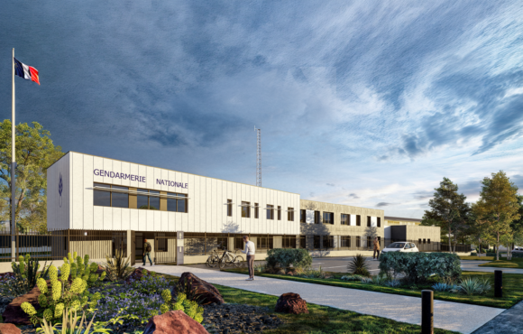 gendarmerie bureaux béton matricé vire L2 Architectes
